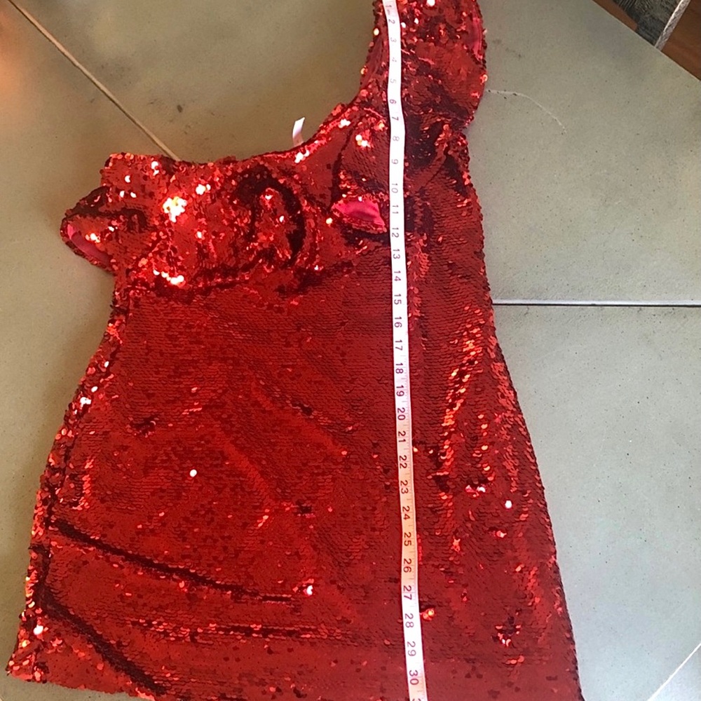 VALENTINE’S DAY DATE NIGHT DRESS 🔥LEITH RED HOT Glam sequin one shoulder sexy - Picture 14 of 15